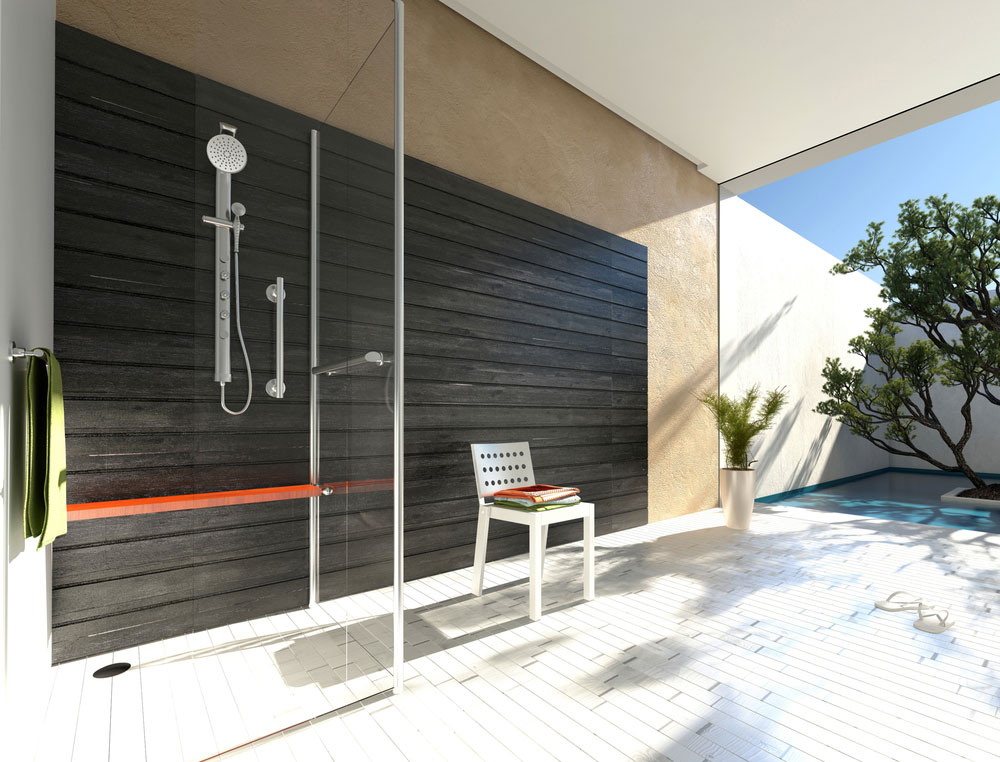  Simplistic outdoor glass shower enclosure