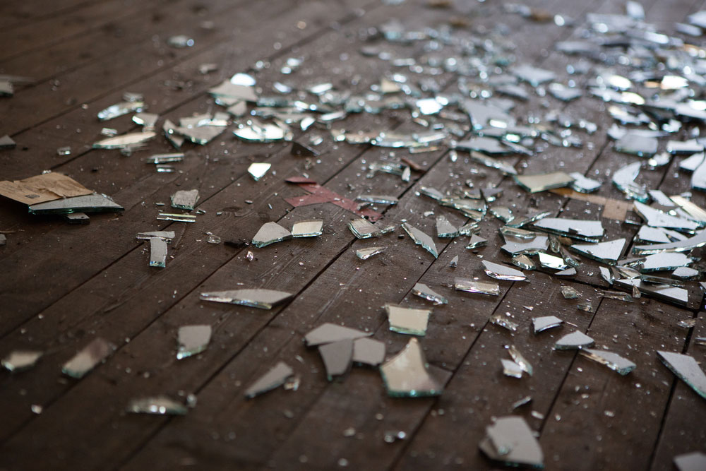 Pieces of shattered glass