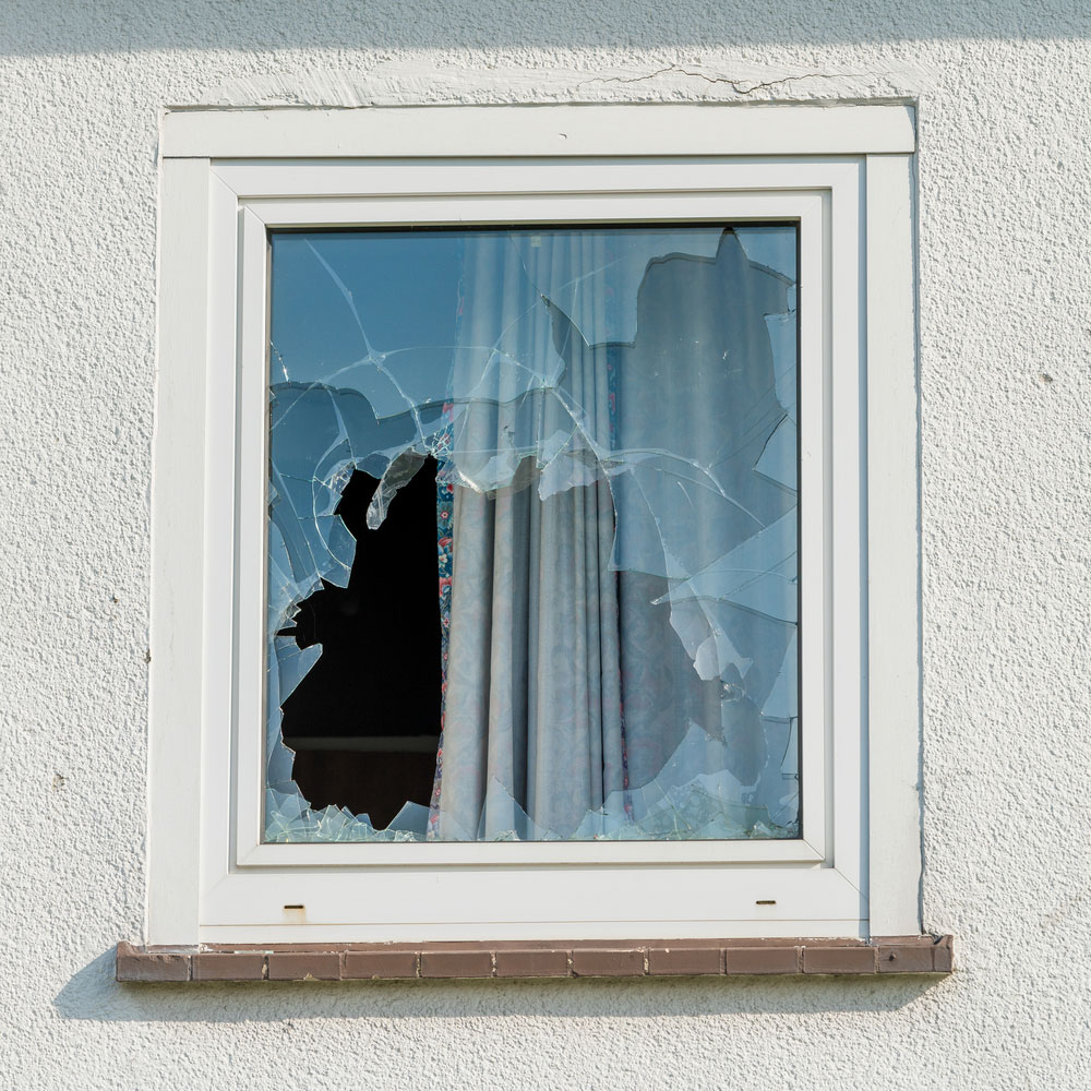 Shattered home window